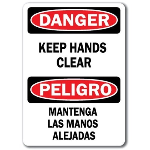 Signmission Danger Sign-Keep Hands Clear Bilingual-10in x 14in OSHA Safety Sign, DS-Keep Hands Clear (Bilingual) DS-Keep Hands Clear (Bilingual)